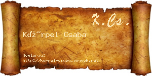 Körpel Csaba névjegykártya