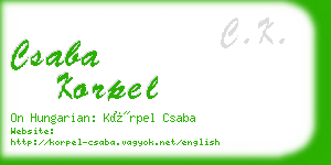 csaba korpel business card